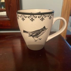 World Market Letterpress Bird Matte Ivory Black Coffee mugApprox. 4.5" tall.